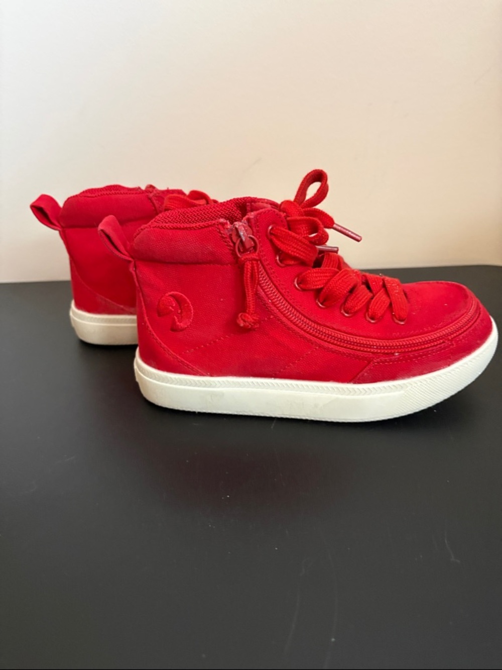 Billy Kids Red High-Top Canvas Sneakers with Side Zip